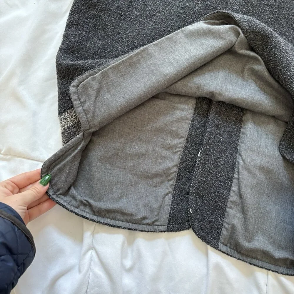 Vintage Mens Wool Blend Button‎ Up Vest Black Gray Striped 90s Y2K Grunge Skater